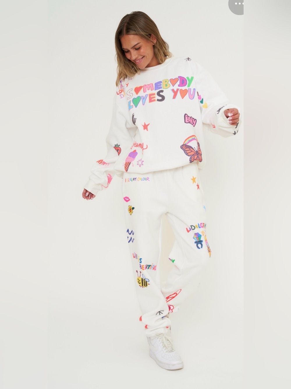 Mayfair White Graphic Cozy Sweatpants - Colorful Print